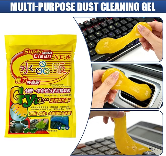 Craedli 2PCS Car Cleaning Gel, Reusable Dust Remover Slime Kit, Car Air Vent Cleaning Putty, Universal Auto Interior Keyboard Jelly Detailing Supplies for Men, Women Present (Yellow)