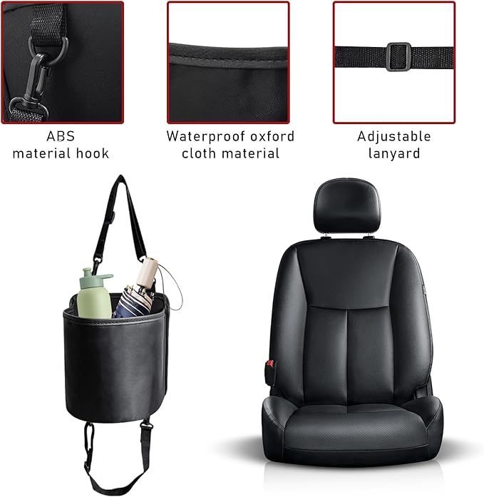 Car Seat Side Large Cup Holder, Waterproof Cup Holder Expander Adapter Bag, Multifunctional Hanging Storage Organizer for Drink Water Bottle, Essential Road Trip Car Accessories