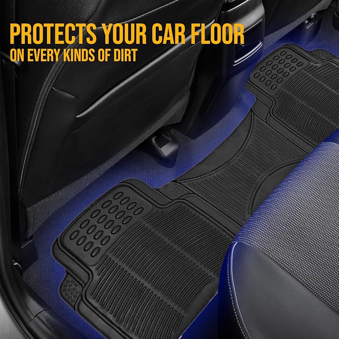 ZONETECH Rubber Car Interior Floor Mat Premium Quality All Weather Protection-Perfect for Car, Truck and SUV