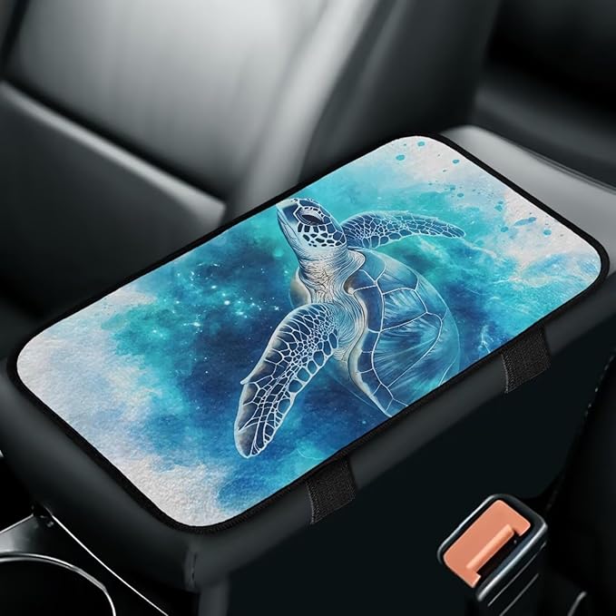 Bulopur Blue Turtle Car Console Covers Armrest Console Cover Flannel Warmth Car Center Console Cover Accessories Protect from Pet Claws Universal Car Interior Accessories Decoration
