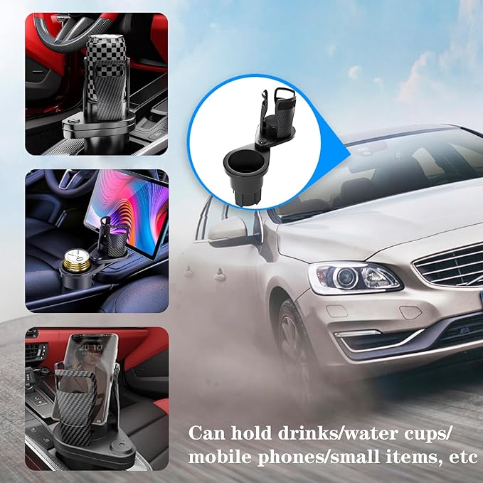 Adjustable Expandable Cup Holder for car Most Cars Trucks SUVs.-Car Cup Holder Expander fit cola Coffee Cups,2 in 1 cupholder Expander Compatible with Big Paper Bucket. (BJ-2380)