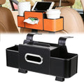 NOSBING Car Organizer And Storage Box, Back Seat Car Organizer, 5 in 1 Multifunctional Car Back Seat Storage Box with Drink Cup Holder Tissue Box, for Hold Phone,Snacks, Drinks, Handbag (Black-A)