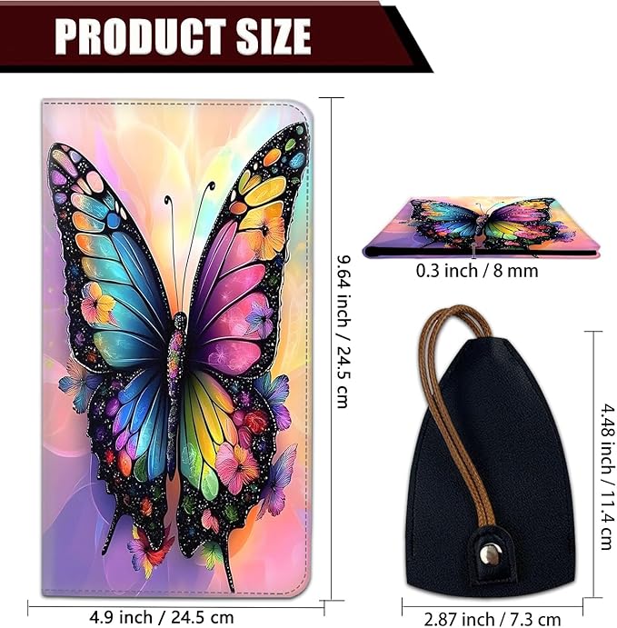 Car Document Holder with Magnetic Shut, Car Registration and Insurance Card Holder, Vehicle Glove Box Organizer Documents, Driver License, Auto Paperwork Organizer Wallet, Rainbow Butterfly Dream