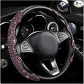 2 PCS Steering Wheel Cover, Segmented Car Wheel Covers with Crystal Rhinestones, Non-Slip Protector Bling Sparkly Decoration for Most Steering Wheels, Car Accessories (Pink)