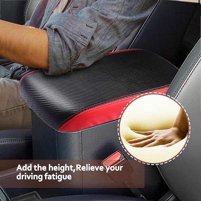 SKTU for 2022 2023 2024 2025 2026 Ford Maverick Armrest Cover 2022-2026 Maverick Center Console Cover Maverick Armrest Pad 2023 2024 2025 2026 Maverick Accessories Center Console Cushion (Red Line)
