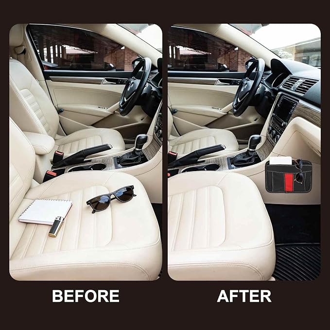 HARFINGTON Car Seat Side Pocket Organizer PU Leather Auto Door Console Storage Bag Car Seat Gap Filler Multifunctional Car Pocket Pouch for Keys Coins Phone Sunglasses, Brown