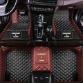 Custom Making Car Floor Mats Compatible for 2000-2025 All Mode Sedan SUV Sports Car Full Coverage Cute Pads Protection Non-Slip Leather Floor Liners (Black+Dark Brown Edge)