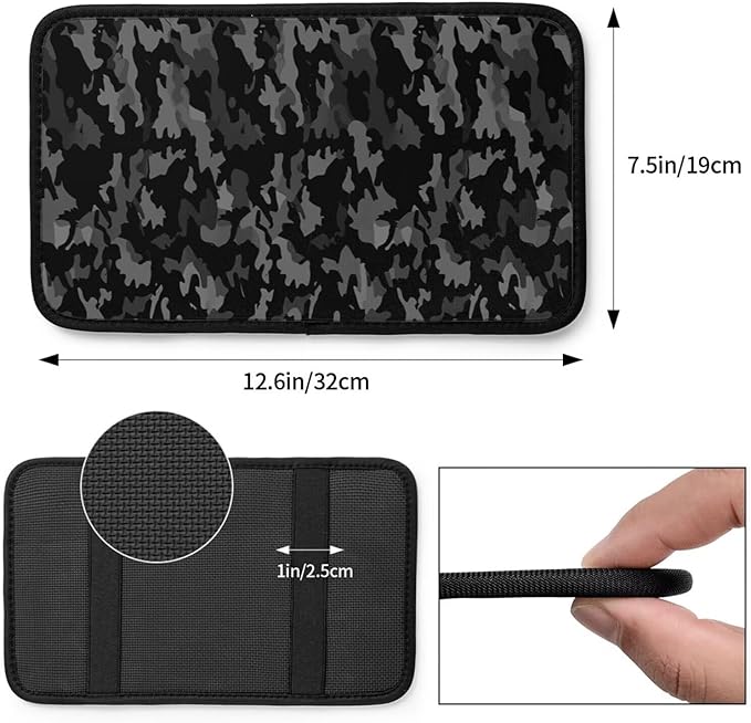 Camouflage Car Center Console Armrest Pads Cover for SUV Sedan Black Camo Army Arm Rest Pad Armrest Protector Auto Decor Accessories Fit for Most Cars Sedans Vans Truck Vehicles, SUVs