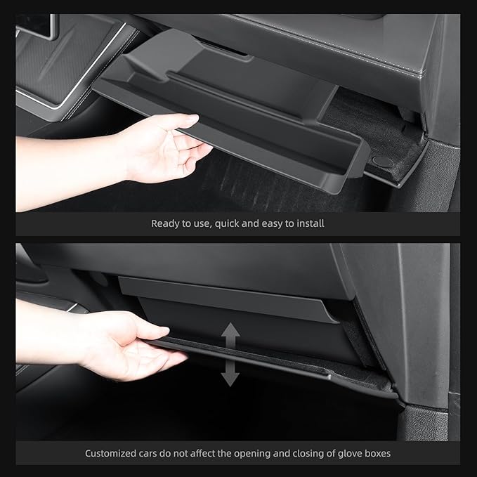 LUCKEASY Glove Organizer for Tesla Model Y Juniper 2025 2026 Glove Box Storage Box Tray Organizer Accessories TPE Storage Tray Black