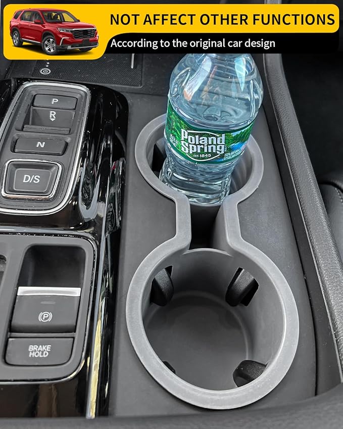 Maxzina Cup Holder Compatible with 2023-2026 Honda Pilot Car Center Console Cup Holder Insert Storage Box Interior Armrest Organizer for 2024-2026 Honda Ridgeline&Passport Accessories (Grey)