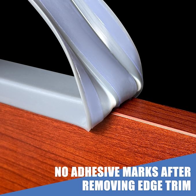 Rubber Edge Trim, Flexible Self Adhesive U Shaped Peel and Stick Edge Banding, 1-3/8"(35mm) U Channel Protector for Door Sides, Edge Guards for Woods, Furniture, 20Ft, Grey Color