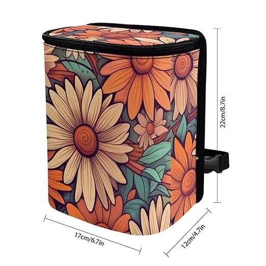 DISNIMO Abstract Groovy Flower Car Trash Can Easy-to-Install Car Accessory Interior, Leak-Proof Car Garbage Can Bin Organizer Storage Bag for The Back Seat of Any Cars, Sedans, SUVs & Trucks