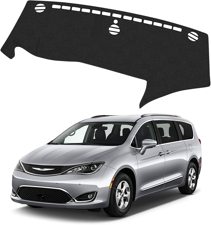 Cartist Dash Cover Compatible with Chrysler Pacifica Minivan 2017-2023 2024 2025 Dashboard Cover Mat Non-Slip Carpet Sunshield Glare UV Rays Protector