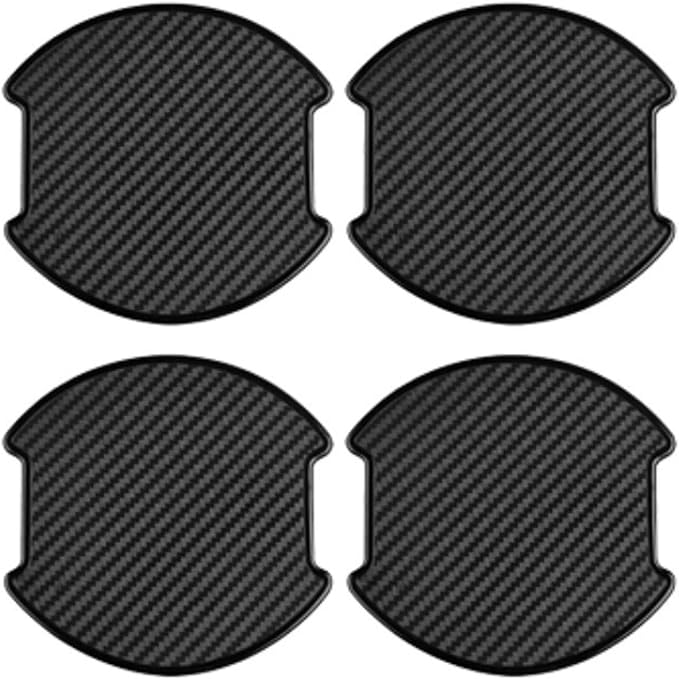Tioollev 4PCS Car Door Handle Cup Scratch Protectors, TPU Carbon Fiber Door Bowl 3D Sticker, Handle Paint Cover Guard Pad, Universal Door Handle Protective Film for Most Cars (Large-Black)