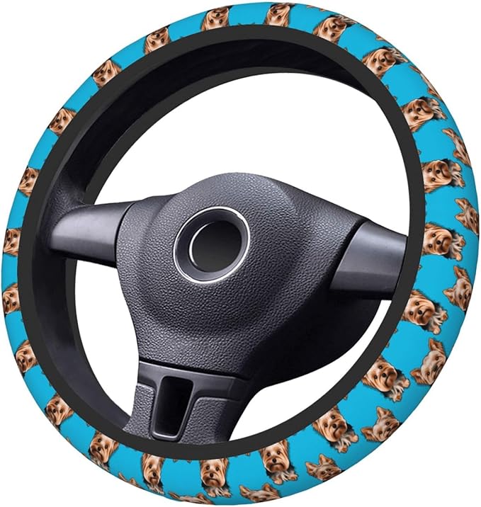 Dogs ATR Pattern Car Steering Wheel Cover, 15 Inch Steering Wheel Cover Stylish Decor for Most Cars