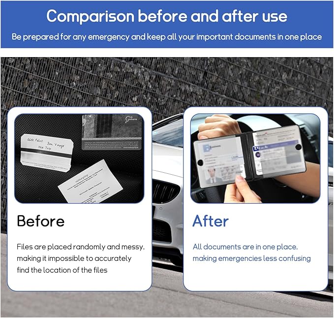 2 PCS Car Registration and Insurance Holder, 10.6''×4.8'' Essential Auto Card Glove Box Organizer with Closure, Vehicle Interior Accessories Perfect for Documents, Cards