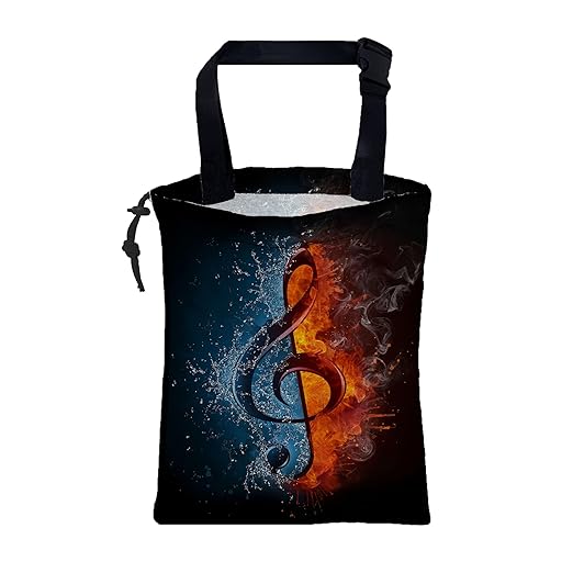 KXWQTRDD Car Trash Bag Music Note in Fire and Water Leak-Proof Waterproof Car Garbage Bag with Drawstring Foldable Canvas Trash Bin with Adjustable Buckle for Car Accessories, Travelling, Camping