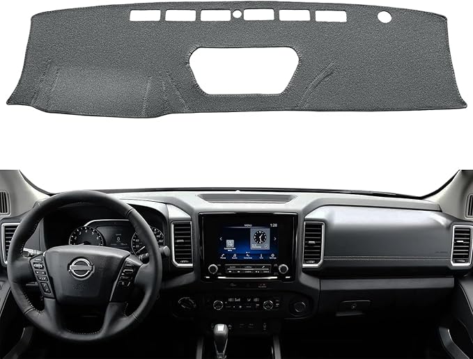 Yiz Dash Cover Mat Custom Fit for Nissan Frontier 2022 2023 2024,Dashboard Cover Pad Carpet (Dark Gray) J161