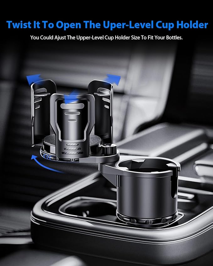 Cup Holder Expander for car 2 in 1 Multifunctional Car Cup Holder Extender Adapter with Adjustable Base Compatible with Hydro Flask,Yeti, Nalgene,32/40 oz Large Bottles Drinks Mugs,Bigcup-Small