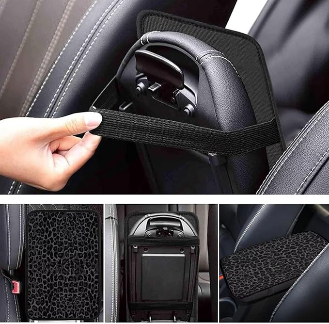 Black Wild Cheetah Print Center Console Cover,Universal Armrest Cover for SUV Truck