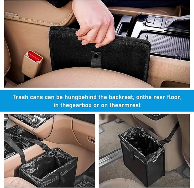 Foldable Car Trash Can, Waterproof Large Capacity Automotive Hanging Trash Bin, Leakproof Auto Garbage Bag Storage Container for All Vehicles, Interior Car Accessories (Large)