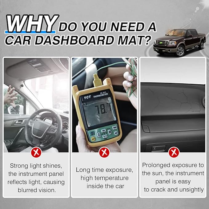 CARTIST Dash Cover for Ford F150 2004 2005 2006 2007 2008/Lincoln Mark LT [Anti-Glare and Sun Protection] Suede Dashboard Cover for F150 Accessories Anti-Slip Silicone Back
