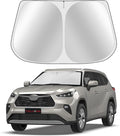 Toluoma Custom Fit Windshield Sun Shade for Toyota Highlander 2020-2025 - Full Coverage, 210T Reflective Fabric, Double-Layer Design - Blocks 99% UV Rays, Keeps Car Cool, Easy to Install and Store