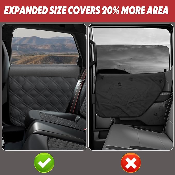Surfcabin Dog Car Door Protector – 20% Larger Design for Sedans, Family Cars and Small SUVS, 2 Packs Thickened Waterproof Door Panel Covers, Protects Doors from Dog Scratching