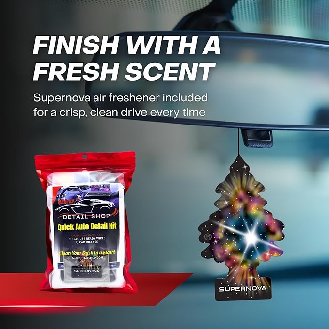 XXL Supernova Car Cleaning Kit | Interior Car Detailing Kit Includes Wipes for Dashboard, Electronic Screens and Glass, Cleaning Gel, Soft Detail Brush, & Supernova Air Freshener