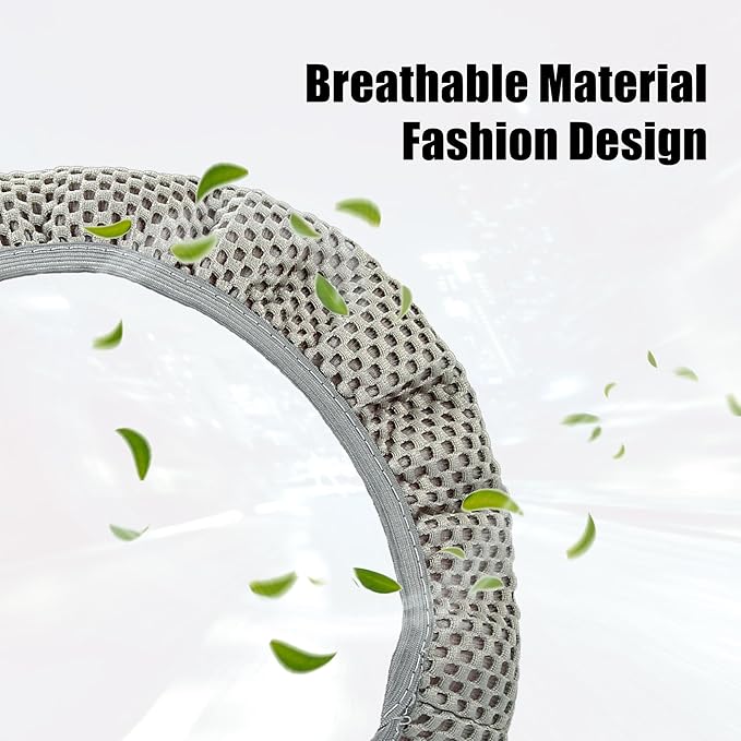 X AUTOHAUX Steering Wheel Cover Universal Elastic Stretch Antislip Breathable Microfiber Ice Silk Interior Trim Wheel Protector for Car Truck SUV Gray