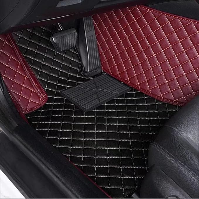 Custom Car Floor Mats for 96% Sedan SUV Sports Car Protection Full Coverage Pads Anti-Slip Leather Floor Lining All Weather Car Floor Mats (red)