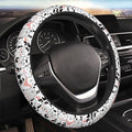 Black and White Cat Steering Wheel Cover Women Men Pink Elastic Stretch Soft Car Wheel Protector Universal Breathable No-Slip Car Accessories for Truck Van SUV Auto Fit 14-15 Inches