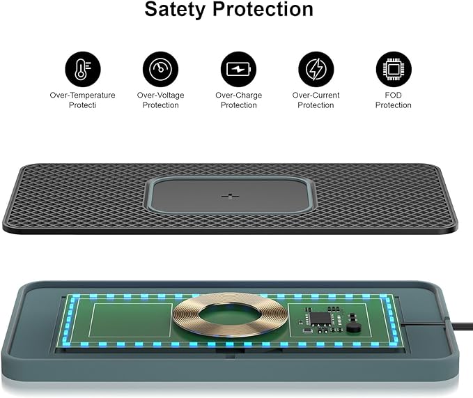 VBESTLIFE Wireless Charger Car Charging pad, 20W Magnet Fast Wireless Phone Charger Non Slip Cell Phone Flat Charging Mat for iOS 11-17, etc.