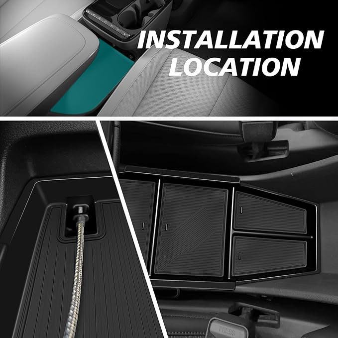 BestEvMod for 2025+ Ioniq 5 Lower Center Console Organizer Tray Storage Box Interior Accessories with Rubber Black Trim Compatible with Hyundai Ioniq 5 2025