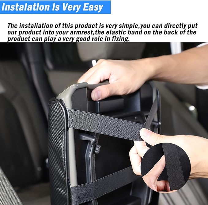 Car Center Console Pad for Land Rover Defender 2020-2023 Car Armrest Cover Leather Cushion Waterproof Auto Armrest Seat Box Protector Accessories (Carbon Fiber)