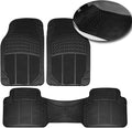 VaygWay Universal 3 Piece Heavy Duty Front and Rear Black Rubber Floor Mats - Premium Quality Trimmable Universal Fit All Weather Protection Floor Mats for Car Van SUV Truck