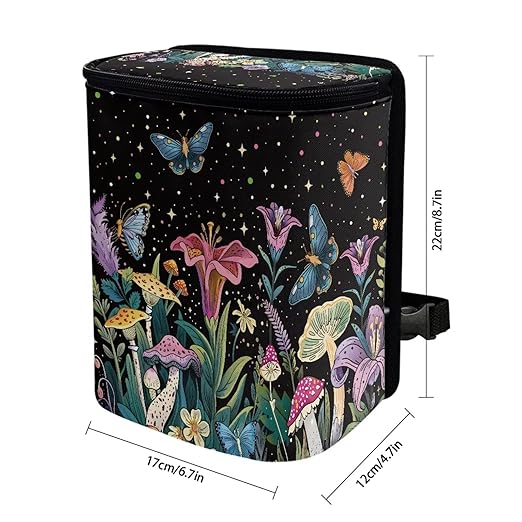 Wildflowers Car Trash Can with Lid Leakproof Trash Bin Leak Proof Lightweight Car Garbage Cans Removable Automotive Accessories for Most Cars SUV Truck SED