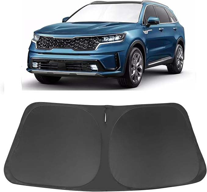 Windshield Sun Shade Custom Fit for 2016 2017 2018 2019 2020 Kia Sorento Accessories Foldable Sunshade Sun Blocker Protect Car from Sun Rays & Heat Damage Keep Car Cooler
