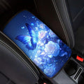 Blue Flower Butterfly Universal Center Console Armrest Soft Pad Protector Cover Non Slip Fits for Most Vehicle,SUV,Truck Car Christmas Decoration