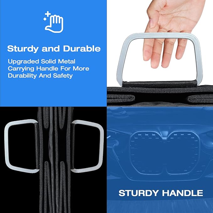 Junsungo Car Trunk Organizer, Portable, Collapsible, Waterproof, Oxford Cloth, Aluminum Handle, Ideal for SUVs, Cars, Camping, Storage
