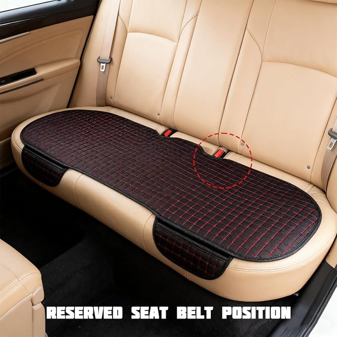 Car Back Seat Cover, Long Bottom Vehicle Rear Seat Protector with Storage Pockets, Breathable Linen Automotive Backseat Bench Cushion Pad Accessories, Universal for SUV Trucks (Gray)