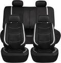 FH Group Full Set Faux Leather Car Seat Covers - Universal Fit, Low Back Front Seat Covers, Airbag Compatible, Split Bench Rear, Seat Cover for SUV, Sedan, White
