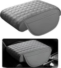 Hbxdeco Car Armrest Cushion, 12.2"×8.3" Leather Auto Memory Foam Center Console Pad with Storage Pocket, Waterproof & Anti-Scratch Elbow Pillow Armrest Seat Box Protector, Universal Fit (Gray)