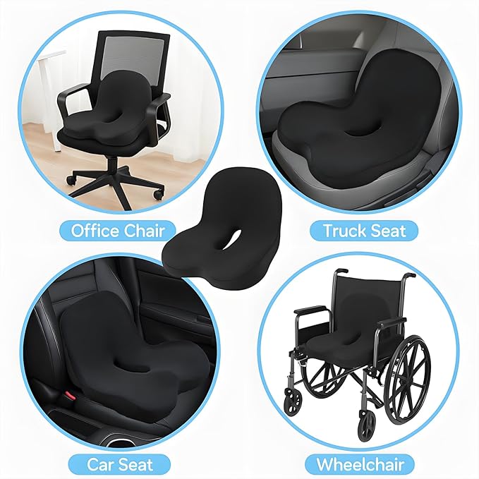 L‑shaped Ergonomic Seat Cushion for Office Chair & Car – One-Piece Memory Foam Chair Pad with Lumbar Back Support, Comfortable Design for Long Sitting, with Lumbar Support for Extended Sitting