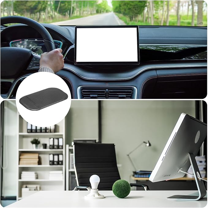 HARFINGTON 7pcs Car Dashboard Anti-Slip Mat 5.5" x 3" Universal Sticky Dash Pad Washable Reusable Car Non-Slip Mats for Phone Keys Sunglasses Electronic Devices, Black