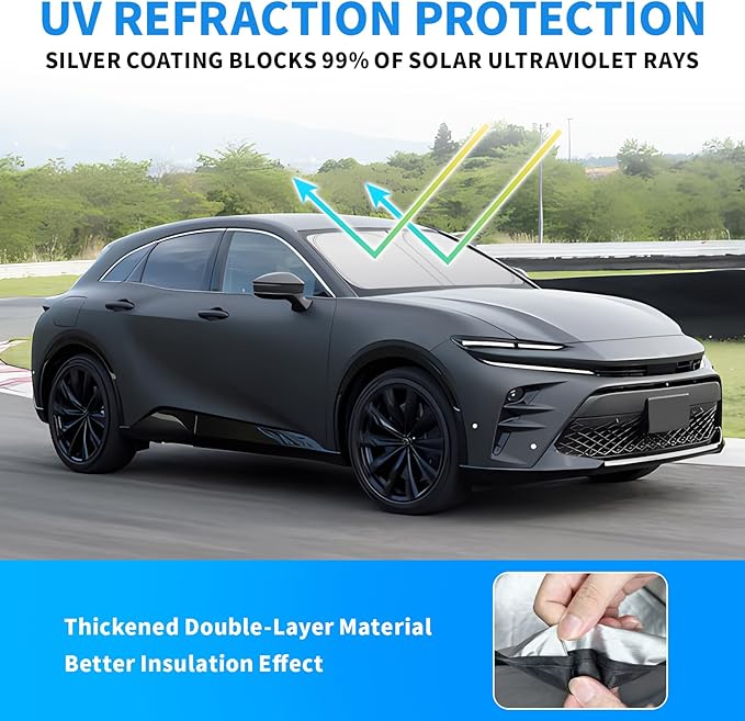 Thickened 2-Layer Front Windshield Sun Shade Compatible for Toyota Crown Sport 2024-present, Foldable Custom Fit Sunshade Blocks 99% Heat, Keeps Car Interior Cool (for Crown Sport 2024-present)