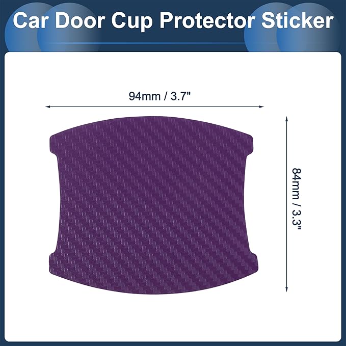 3D Car Door Handle Scratch Protector, 84x94mm Removable Magnetic Car Door Handle Protective Film Purple, 4 Pcs