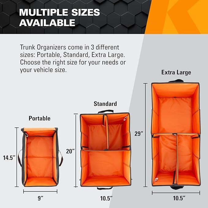 KEEPER Standard Trunk Organizer, 48L, Multi-Compartment Collapsible Car Organizers and Storage, Non-Slip Bottom, Suitable for SUV, Minivan, and Cars