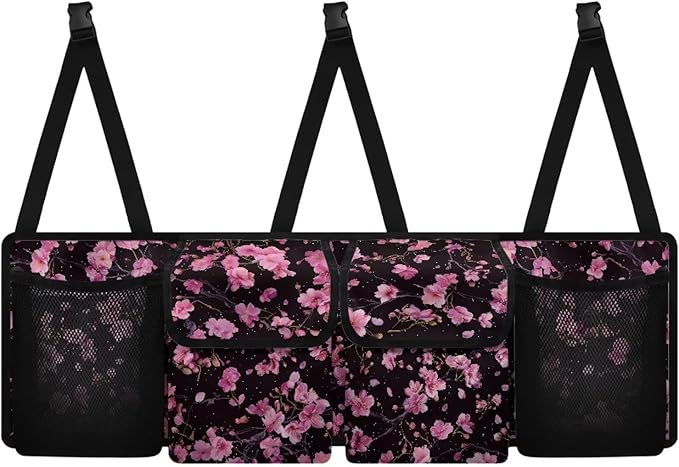 Pink Cherry Blossom Trunk Organizer Car Women Car Storage Bag Large Capacity for Grocery Cargo,Frees Trunk Floor