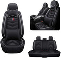 MVRVMV 5 Car Seat Covers for Ford Maverick 2022-2026, Wear-Resistant & Anti-Slip Leather Seat Protectors with 2* Neck Pillow and 2* Lumbar Support (5 Seat Luxury, Black-White)